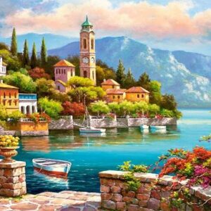 Torre con Reloj en el Pueblo