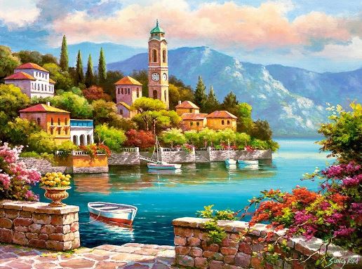 Torre con Reloj en el Pueblo