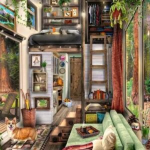 Casa pequeña en el bosque de secuoyas